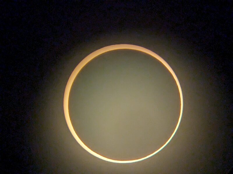 The annular ring of fire solar eclipse, a bright ring around a dark moon