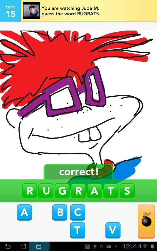 A Draw Something game doodle of Chuckie from Rugrats, guessed correctly