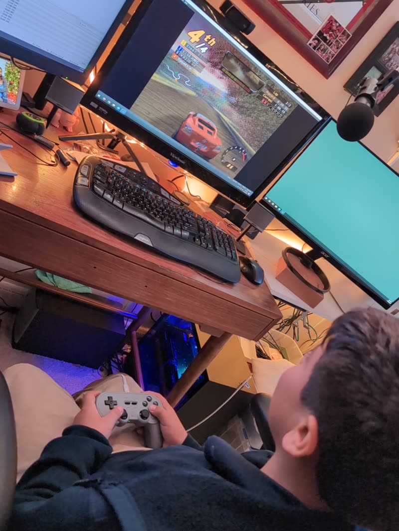 Video still of my son playing a PS2 emulator on the PC